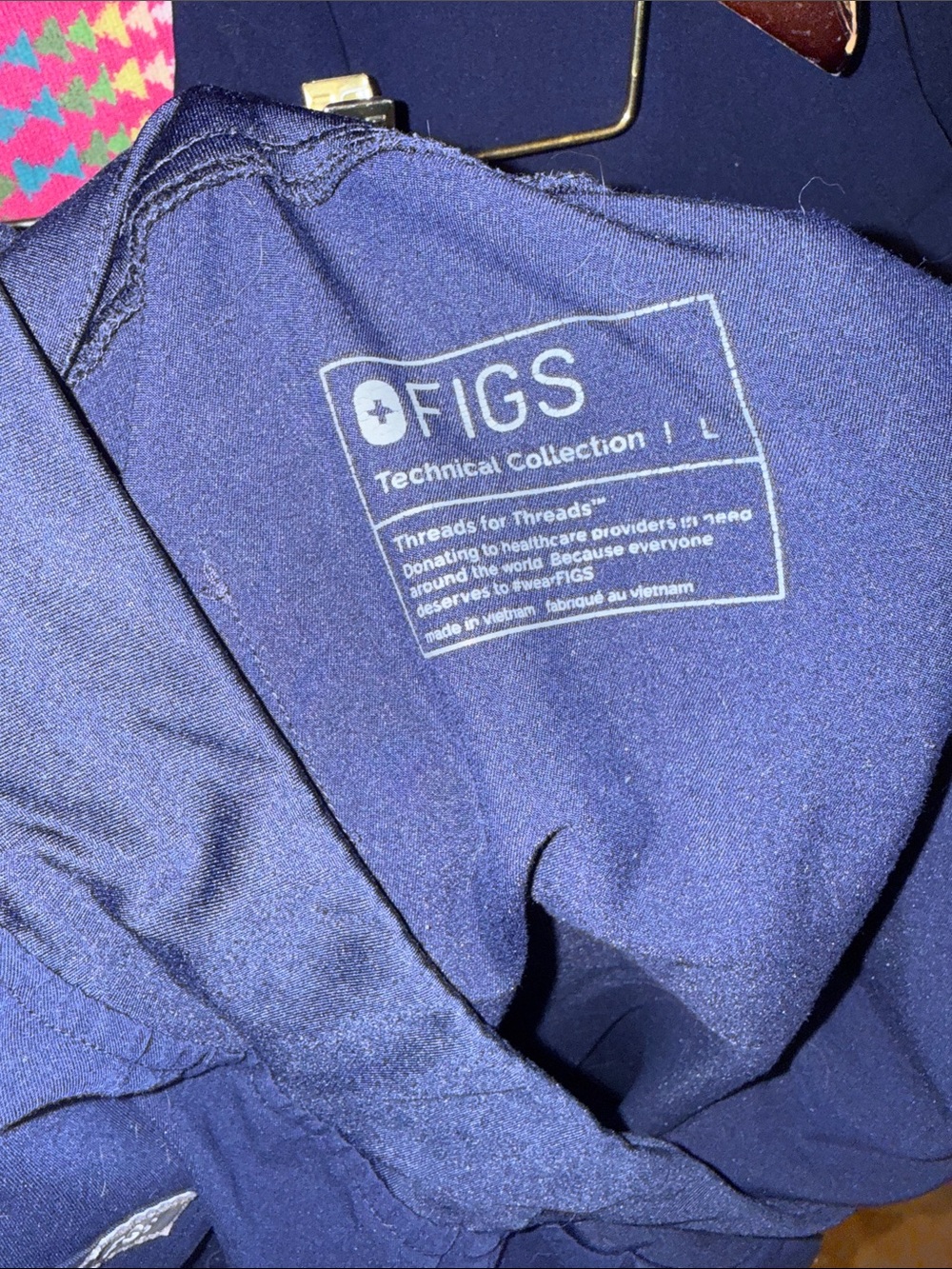 FIGS SCRUB SET WOMENS CLASSIC NAVY BLUE LARGE ZAMORA PANTS & XL TOP - Picture 3 of 3